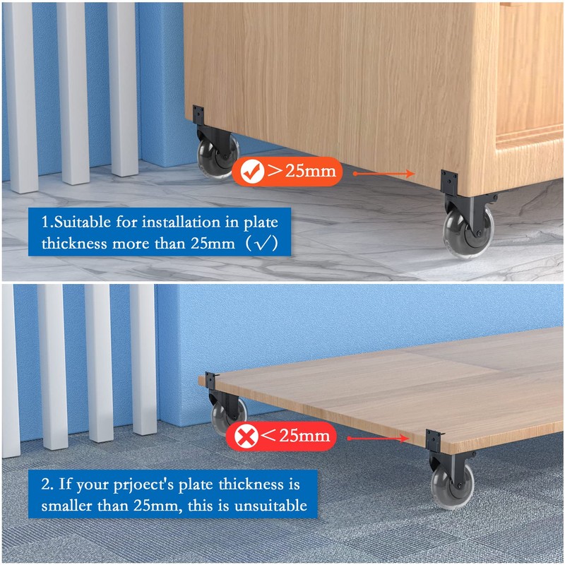 Hirate 3 inch L-Shaped Plate Casters Upgraded Version to Prevent