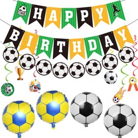 Football Birthday Decorations Set, 12PCS Party Decorations with Banner & Balloons, Banner, Themed Hanging Swirls & 18 Inch Balloons Football Decorations for Birthday Parties
