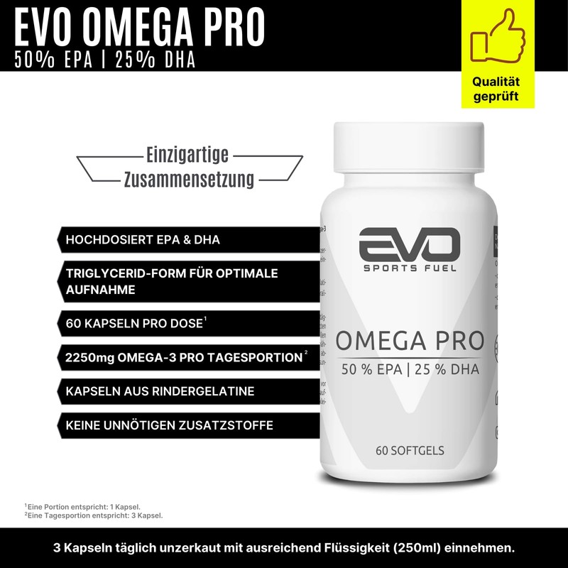 EVO SPORTS FUEL Omega Pro, 60 capsules, 2250 mg Omega
