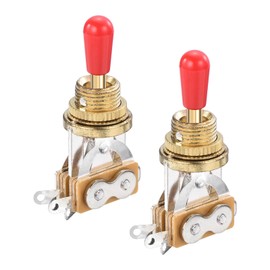 MECCANIXITY 3 Way Short Straight Guitar Toggle Switch Pickup Selector Gold with Red Tip Knob Cap for Electric Guitars Parts Replacement