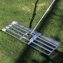 PMKBVI 30" x 10" Lawn Leveling Rake, Heavy Duty 304 Stainless Steel Lawn Leveler with 6.5ft Extra Long Handle, Professional Yard Soil Leveling Tool for Dirt, Sand, Compost & Topdressing