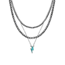 Layered Navajo Pearls Necklace with Western Pendant Necklaces for Women Cowgirl Retro Tribe Western Fashion Accessories (D)