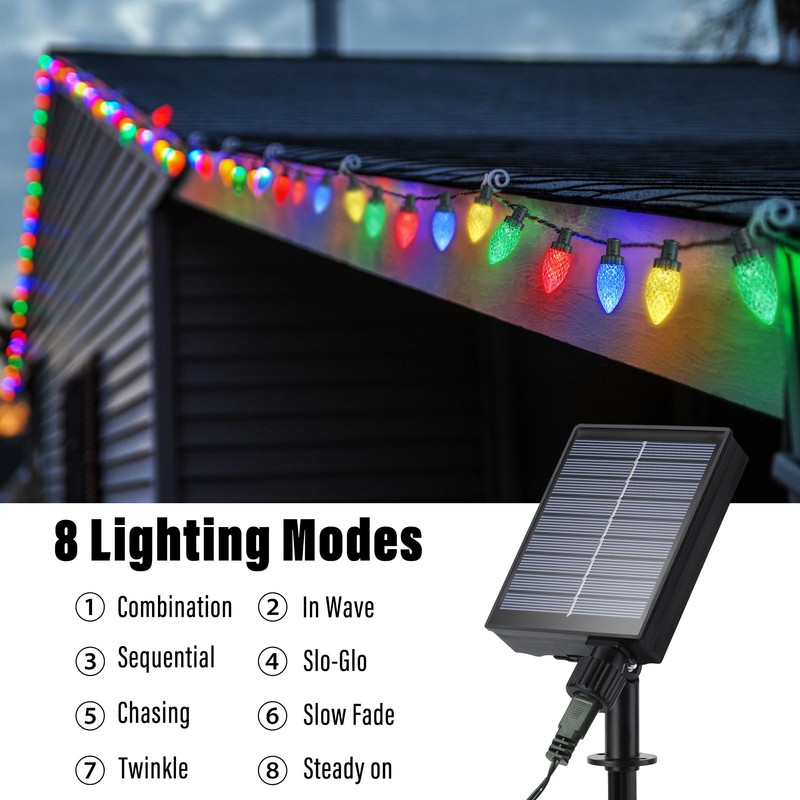 iBaycon Solar C9 Christmas Lights Outdoor, 65FT 100LED C9 Strawberry