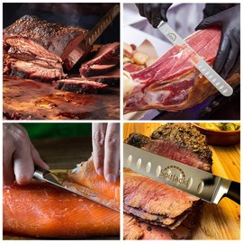 SPITJACK Brisket Knife for Meat Carving and Smoked Meat and Turkey Slicing - Stainless Steel, Granton Edge, 11 Inch Blade, BBQ Competition Chef Series