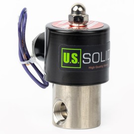 U.S. Solid 3/8" Solenoid Valve - 12V DC Stainless Steel Electric Solenoid Valve, Normally Closed, Viton Seal