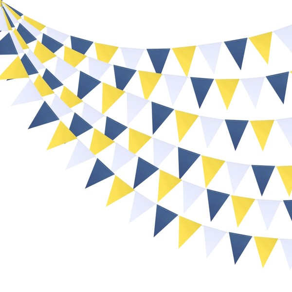 Mefuny 3 Pack Navy Blue Yellow White Flag Pennant Banner
