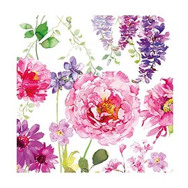 Ambiente Serviettes 3-Ply Pink Roses White Rose Pink Purple White 33 x 33 cm (Pack of 20)