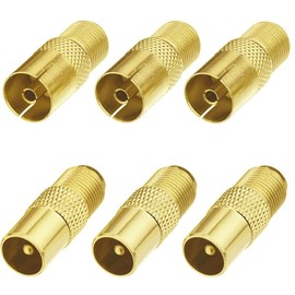 Greluma 6pcs F Type TV Aerial Coaxial Coupler F Type Screw Connector Female to RF Coaxial Aerial Adapter (F-Type Female to TV Male/Female)