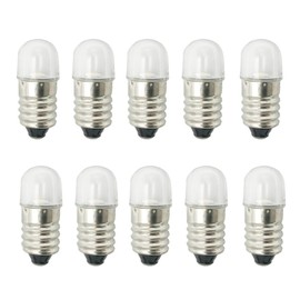10pcs E10 LED Bulbs 12V Cool White E10 Miniature Screw LED Lamps 0.5Watts 65Lm 12 Volt Miniature Flashlight Bulbs