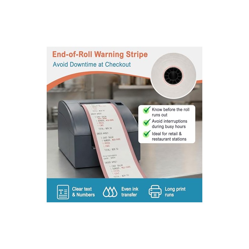Single Ply White Bond Paper for Dot Matrix Kitchen Printer