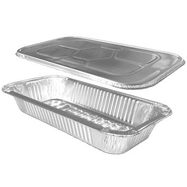 PACTOGO 1/3 Size (SHALLOW) Aluminum Foil Steam Table Pans with Lid Covers - 12x6x2 Disposable Containers Great for Baking, Cooking, Broiling, BBQ, Heating, Storing, Meal Prepping (Pack of 10 Sets)