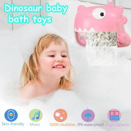 Bath Toys for 2-8 Year Old Girls, Musical Bubble Machine Dinosaur Toys for Kids 3-5 Gifts for 3 4 5 6 7 8 Years Old Girls Birthday Baby Toddler Toys for Ages 2-4 5-7