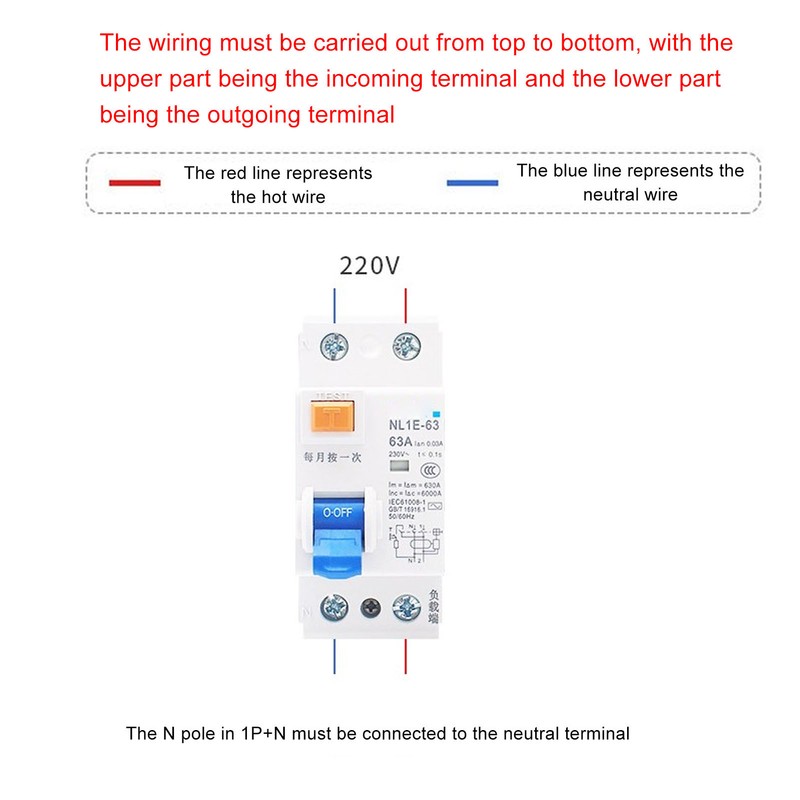 Miniature Current Circuit Breaker 1P+N Leakage Protection Switch for Engineering