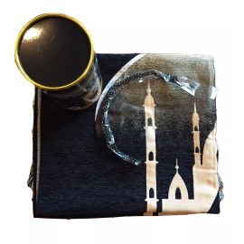 Generic Muslim Prayer Rug & Prayer Beads elegant Gift Box, Seccade, Janamaz (Black708)