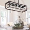 Ship From USA,32" Red Wood Industrial Farmhouse Rectangle Pendant Light,