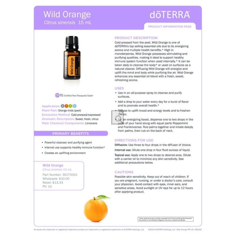 doTERRA Wild Orange Essential Oil - 15 mL, Pack of