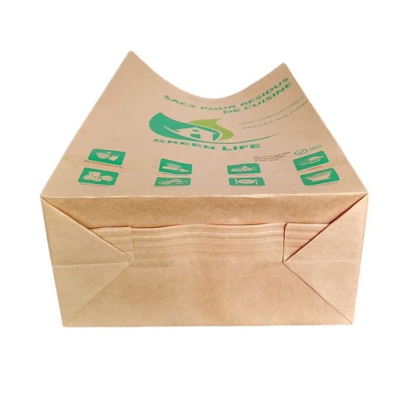 Kitchen Compostable Paper Bag Food Waste Bag Leak Resistant 300