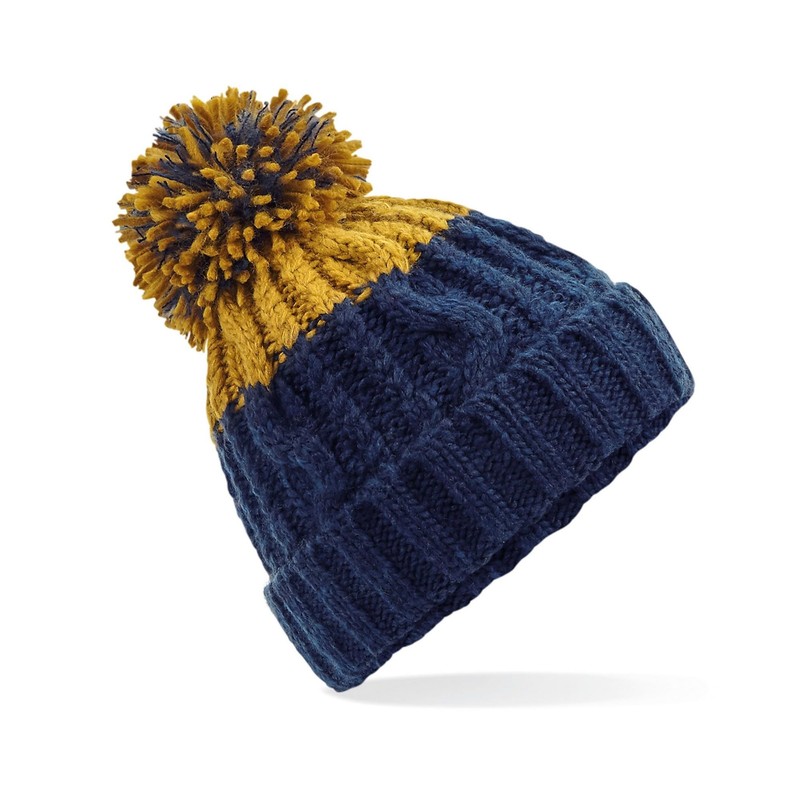 Beechfield B437 Apres Beanie - Azure Blue/Oxford Navy