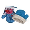 Gourmet Pro Floral Oven Mitts, Turquoise