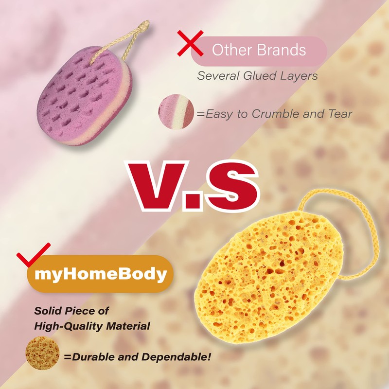 myHomeBody Bath Sponge, Foam Loofah, Body Scrubber for Bathing, Exfoliating