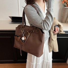 unisoul Suede Handbag Women's Tote Bag Large Shopper Bag Shoulder Bag Women's Shopper for College School Work Travel Shopping, Coffee01, 当代