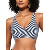 SHEKINI Women's Bikini Top Crossover Pleated Backless Push Up Adjustable