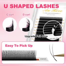 YY Eyelash Extensions U Shape Eyelash Extension D Curl 0.07mm 8-15mm Mix 4D Volume Premade Fan Lashes Matte Black Cluster Easy Fans Lashes Extensions Salon Use YY Lash