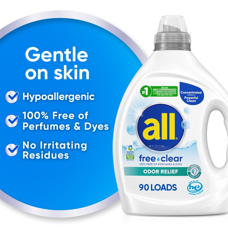 all Laundry Detergent Liquid, Free Clear for Sensitive Skin, Odor