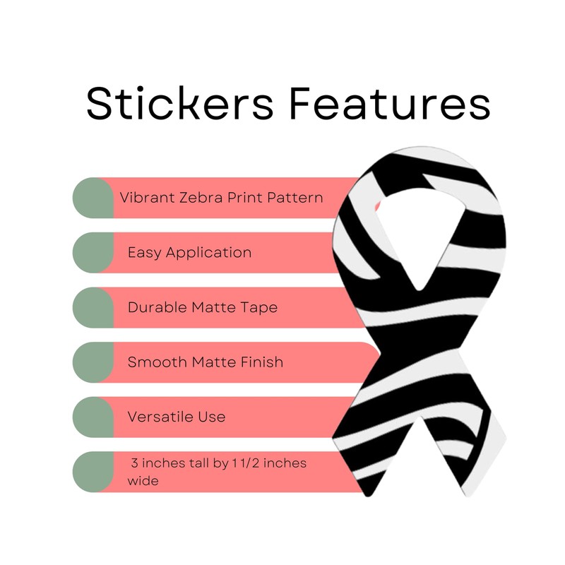 500 Zebra Ribbon Stickers – Zebra Print Ribbon for Rare