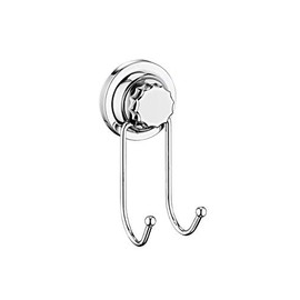 Vacuum Double Hook Hanger Chrome Suction Hooks Bathroom Kitchen Waterproof Rustproof Double Sucker Hook Wall Hooks Towel Hanger Heavy Duty Hook Hold Up to 5KG