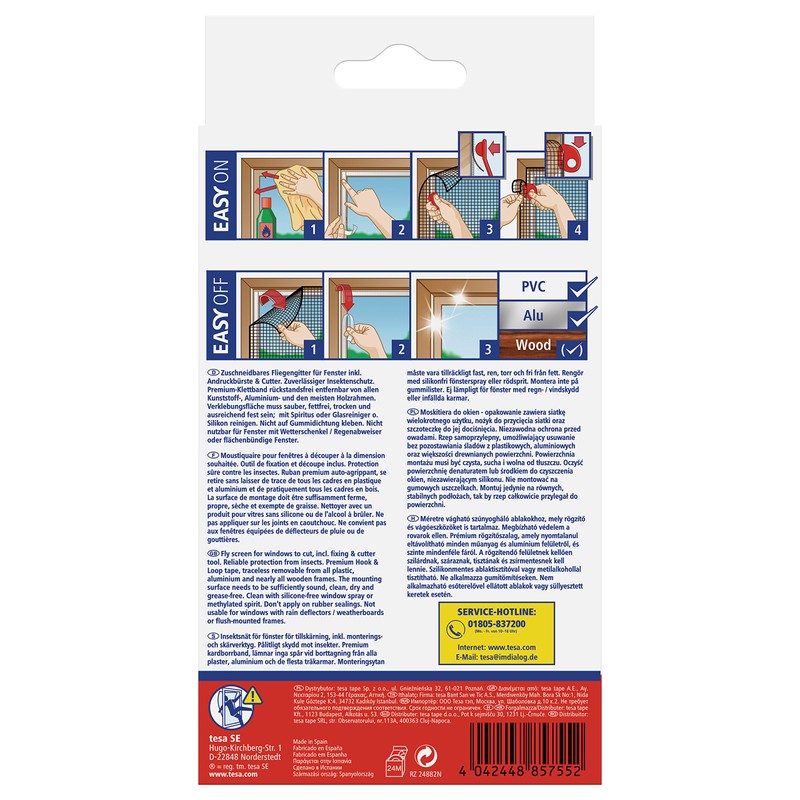 tesa fly screen Comfort Velcro strip for windows, black, 1.3m: