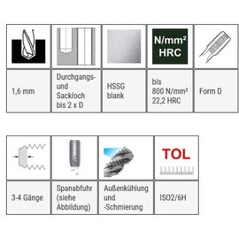 BaerCoil Baer Einschnittgewindebohrer M2 HSSG Form D Gewindeschneider - Gr??e M 2 x 0,4 DIN 352 Gewinde Bohrer - Gewindebohrer Gewindeschneid Profi Handgewindebohrer metrisch