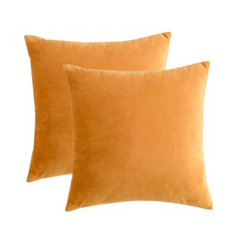 RainRoad Velvet Decorative Throw Pillow Covers Cushion Cover Pillow Case for Sofa Couch Bed Chair,Soft Square Yellow Throw Pillows 18x18 Inch,Set of 2
