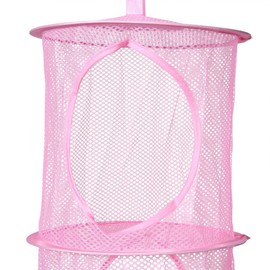 Toys Storage Hanging Mesh Basket,3 Tiers Space Saver Bags Portable Foldable Mesh Bag Bedroom Wall Door Closet Kids Toys Organizer Laundary Basket Hanging Shelves Pockets (pink)