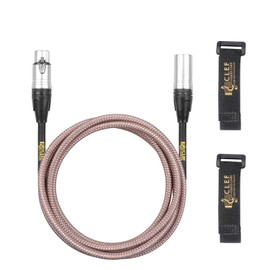 Clef Audio Labs XLR Cable, 6 Feet, Balanced 22AWG Cord, Male to Female, Gold Plated 3-Pin Connectors, Copper Braided Jacket, Zinc Alloy Shell for Microphone, Studio Sound Mixer and Audio Interface