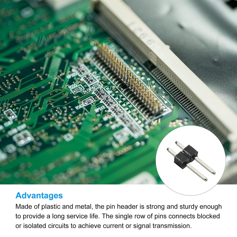 sourcing map Straight Pin Header DIP Single Row 2 Pin