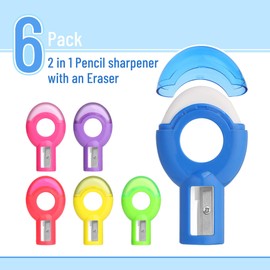 Mr. Pen- Pencil Sharpener & Eraser, 6 Pack, Colored Pencil Sharpener Handheld Pencil Sharpener Small, Pencil Sharpeners Manual Pencil Sharpener for Kids, Crayon Sharpener, Mini Pencil Sharpener