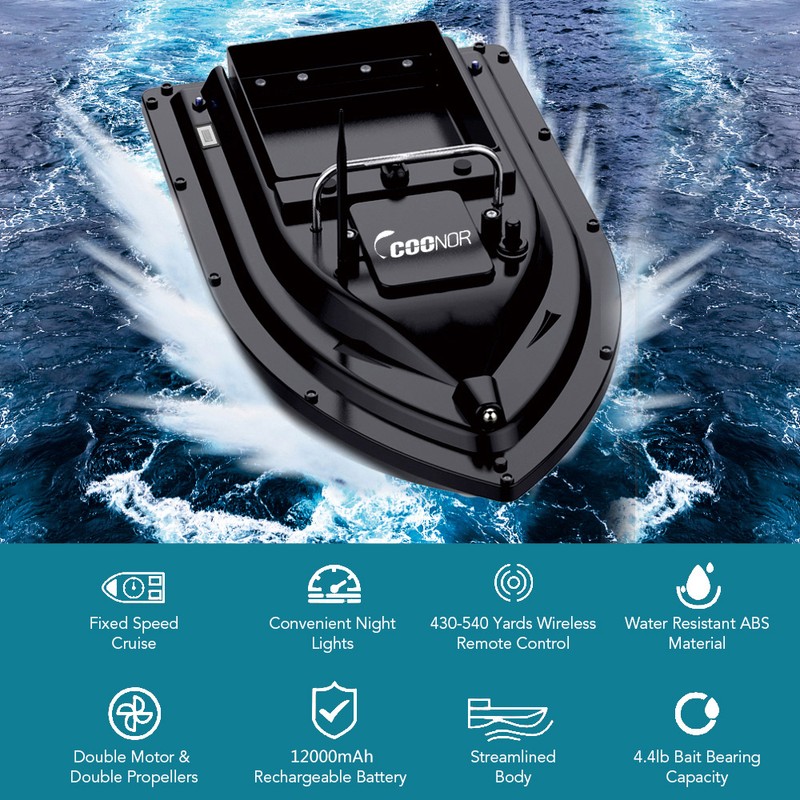 Wireless Remote Control Fishing Bait Boat 430-540 yards Remote Range