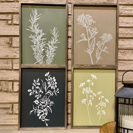 Heiple Framed Wall Art Set of 4 for Boho Home decor Botanical Print Wall Art for Rustic Vintage Farmhouse Wall Decor for Living Room (Grey, 8x10)