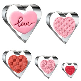 5 Pack Cookie Cutters, Heart Cookie Cutter, Valentines Day Cookie Cutters 1.5" to 4.7", Stainless Steel Cookie Cutters for Valentine's Day