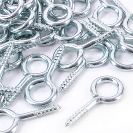 100x Heavy Duty 45mm Screw in Eye Hooks - Frame/Vine/Hook/Loop/Wall/Hangers