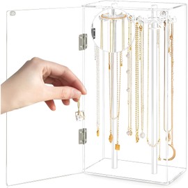 Soporte para Collar de Acrílico - Organizador de Collar Acrílico, Collares Transparente con 24 Ganchos, 360 Grados para Arete, Pulseras Colgantes, Aretes, Regalo para Mujeres