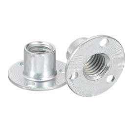 uxcell M10 Brad Hole Tee Nut, 5pcs Carbon Steel Round Base Screw-in T-Nuts Furniture Hardware Flange Female Thread Insert Nuts