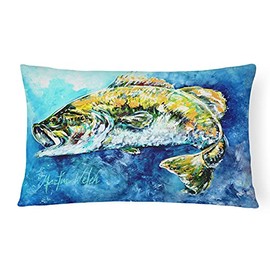 Caroline's Treasures MW1220PW1216 Bobby The Best Bass Canvas Fabric Decorative Pillow Machine Washable, Indoor Outdoor Decorative Pillow for Couch, Bed or Patio, 12HX16W