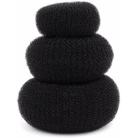 3 Pieces Women Lady Magic Shaper Donut Hair Bun Maker Hair Ring Styler Maker Round Chignon Hair Accessories (Black)