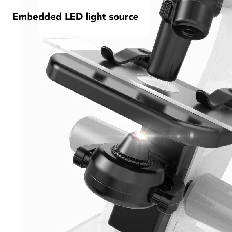 Kids Microscope Kit LED 1200X Microscope with Specimen Slides Science
