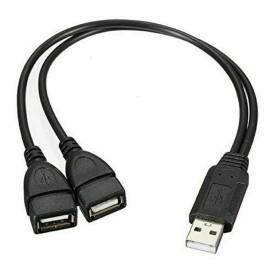 Unbranded USB 2.0 Male 1-To-2 Dual USB Female Splitter Hub Cord Adapter Converter Black