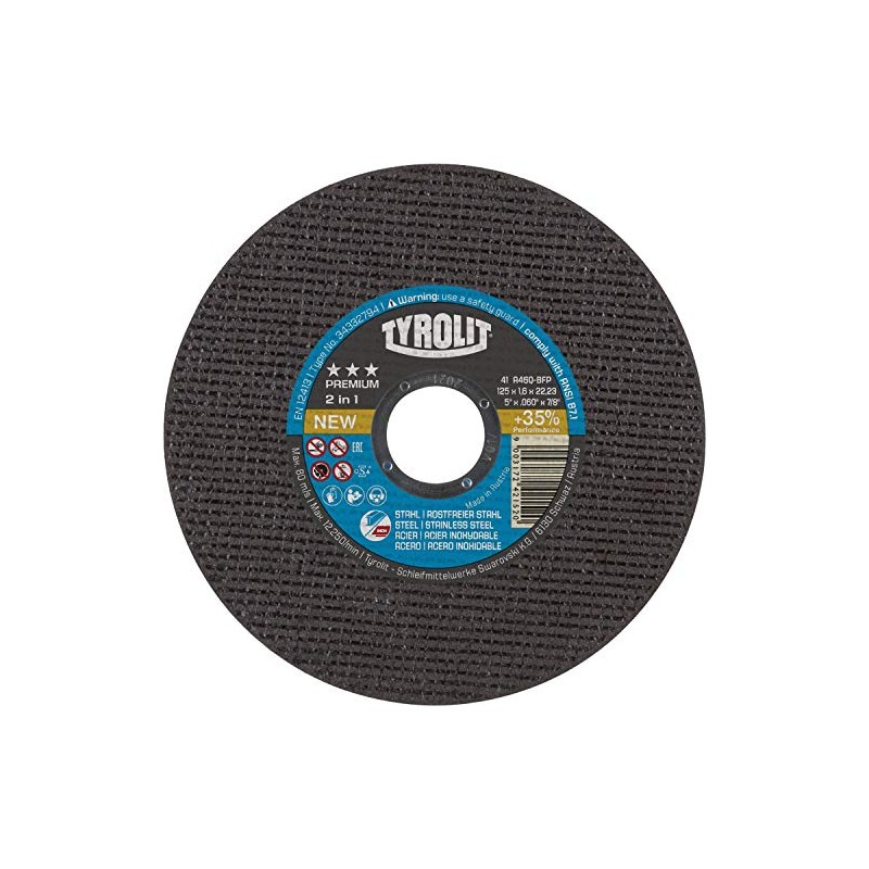 TYROLIT 34332792 PREMIUM 125 x 1,0 x 22,23 Super-thin 2in1