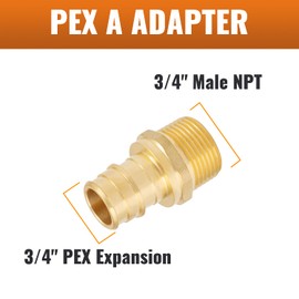 SUNGATOR 12 Pack Pex A Expansion 3/4" x 3/4" Male NPT Adapter Brass Fitting, No Lead Brass, ASTM F1960 ONLY For Pex-A Tubing