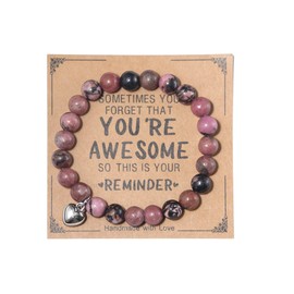 Inspirational Bracelets for Women Natural Stone Relaxation Chakra Bracelet Gifts for Birthday Christmas Mothers day Valentines Thanksgiving Teacher Appreciation Gifts for Her Mom Best Friend Sister Women-Red Grain Stone